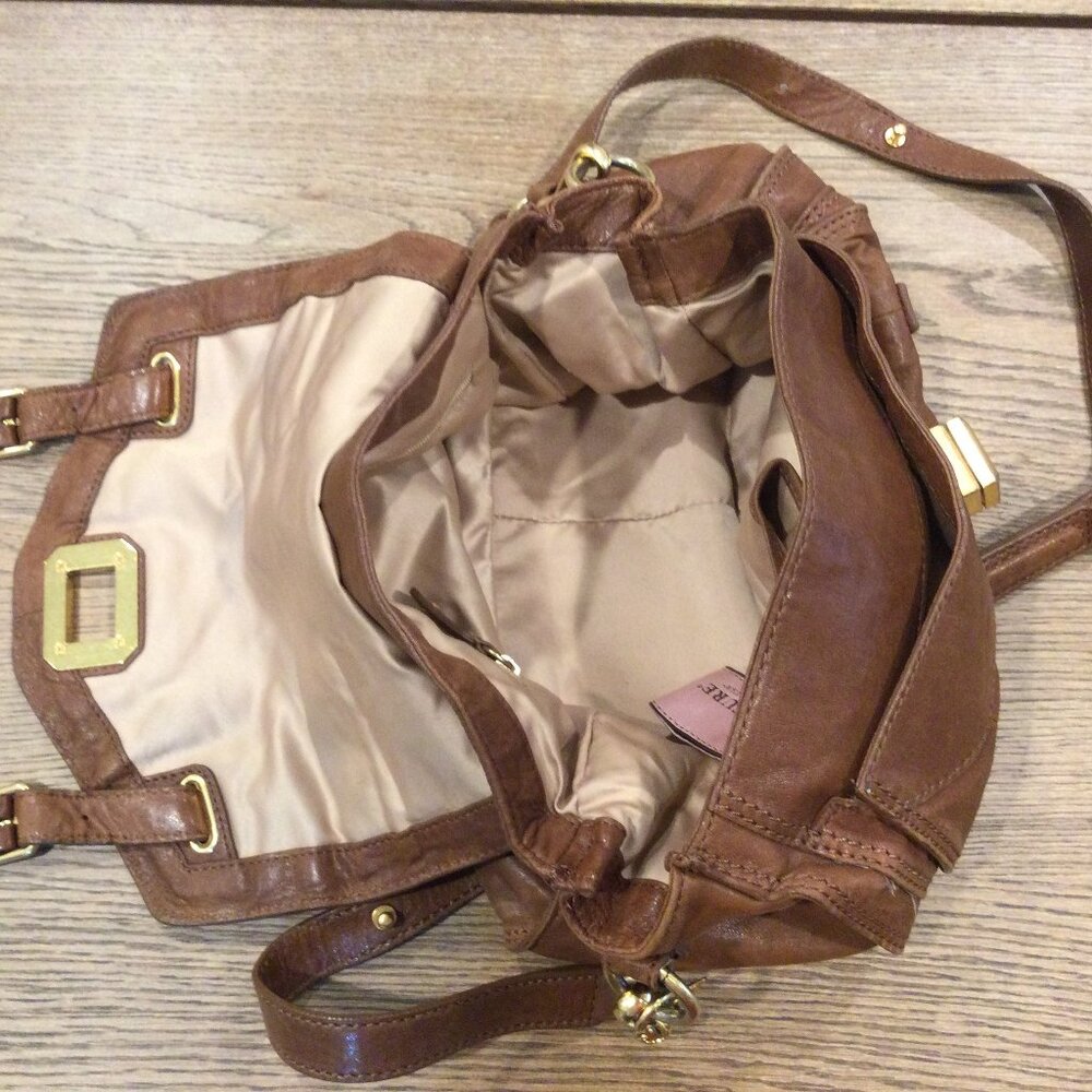 Juicy Couture Leather Cross Body Top Handle Chestnut Brown Tan Cognac - Picture 5 of 10